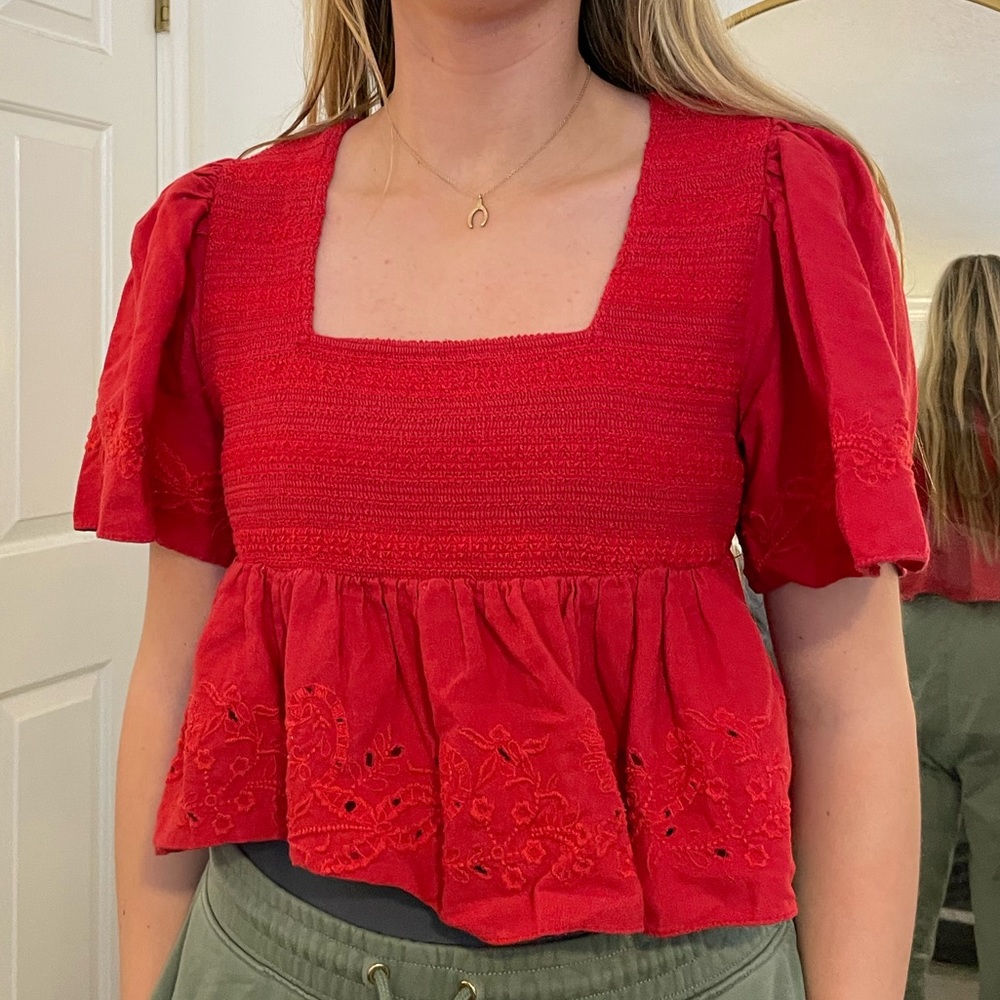 Square neck peplum crop top